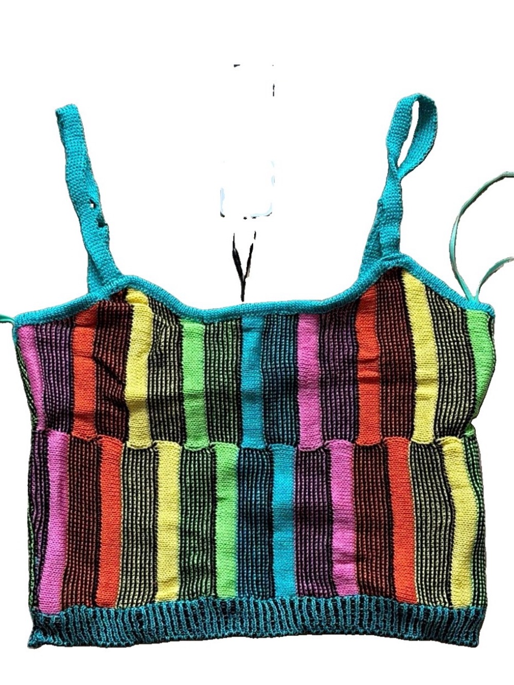 Fashion Nova Multicolor Striped Knit Cami with Teal Trim